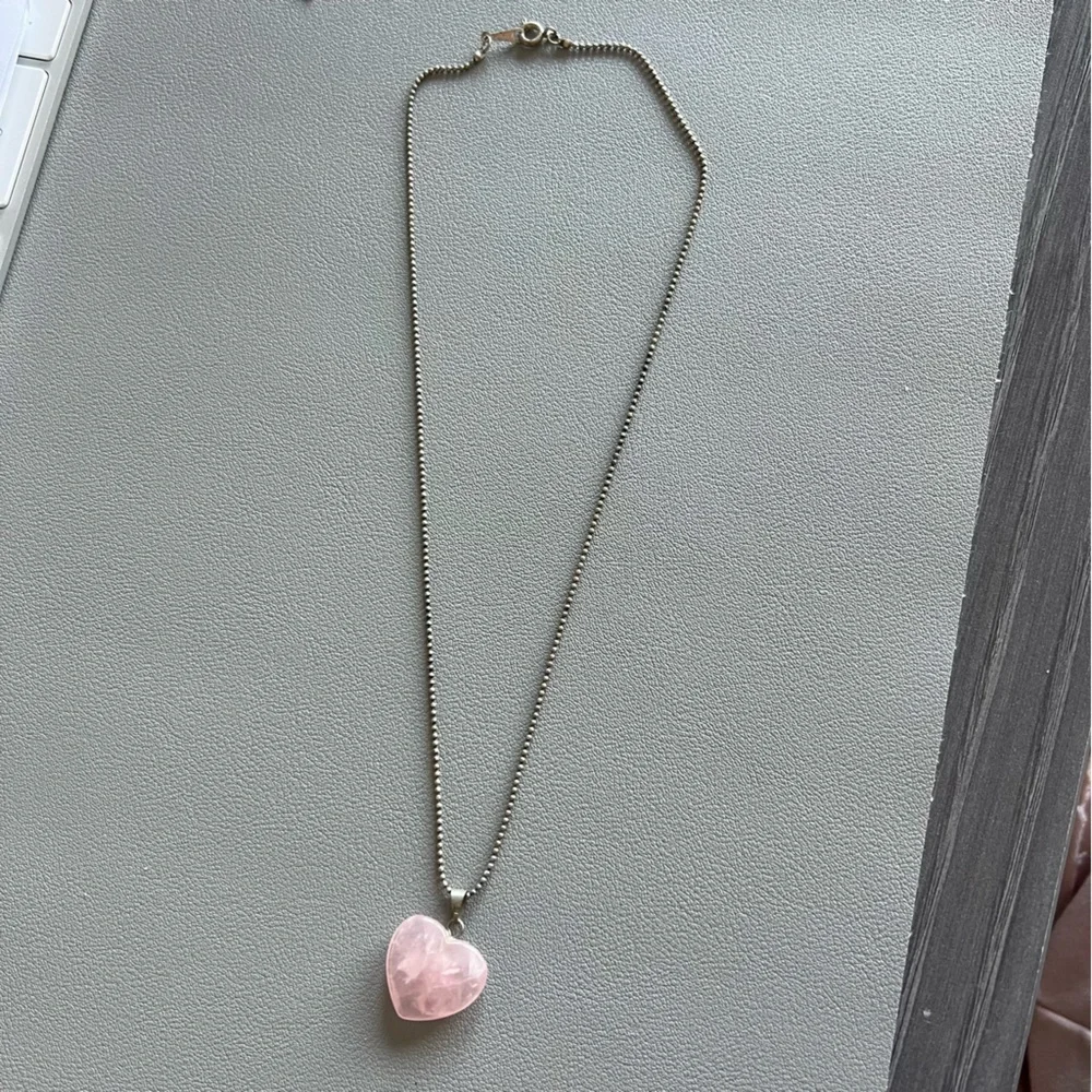 Pink Heart Silver Necklace - Picture 2 of 2